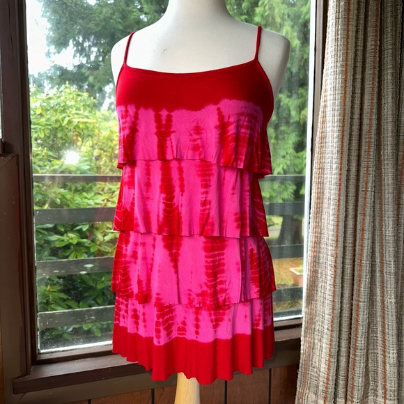 🍓[ VS PINK ] 2004 Tie Dye Tier Ruffle Tank / Tunic / Minidress - Picture 1 of 13